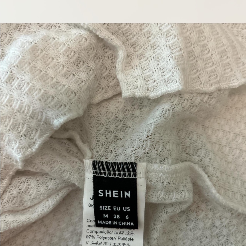 SHEIN White Textured Ruffle Crop Top - Picture 3 of 3